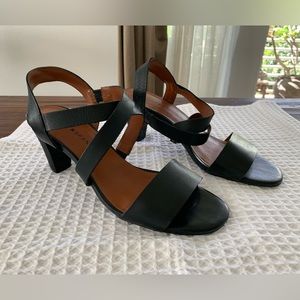 Lucky Brand Black Leather 3” Heel Sandal NEW